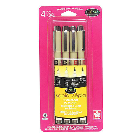 Micron Pen Set Black and Sepia 4 Pack