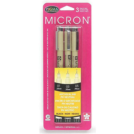 Micron Pen Set Black 3 Pack